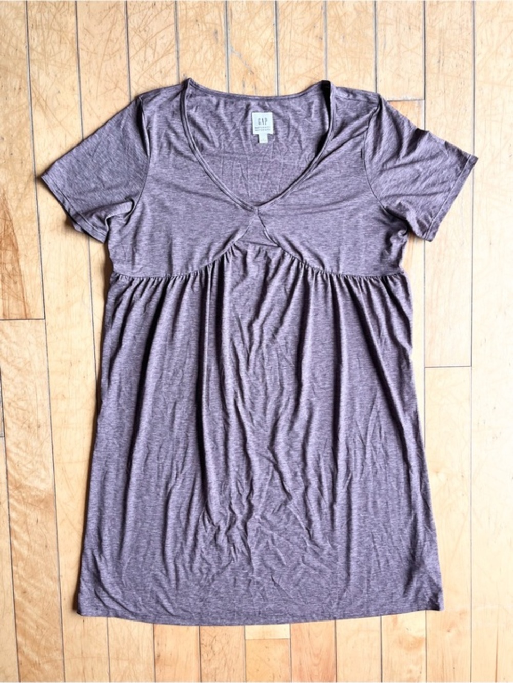 GAP Maternity Dark Purple Soft Heathered V‑Neck Maternity Dress Size Large